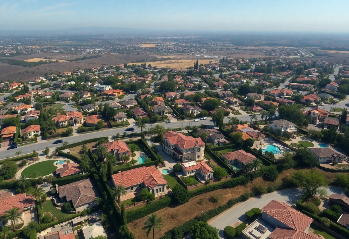 Aerial view of luxury real estate in Los Angeles