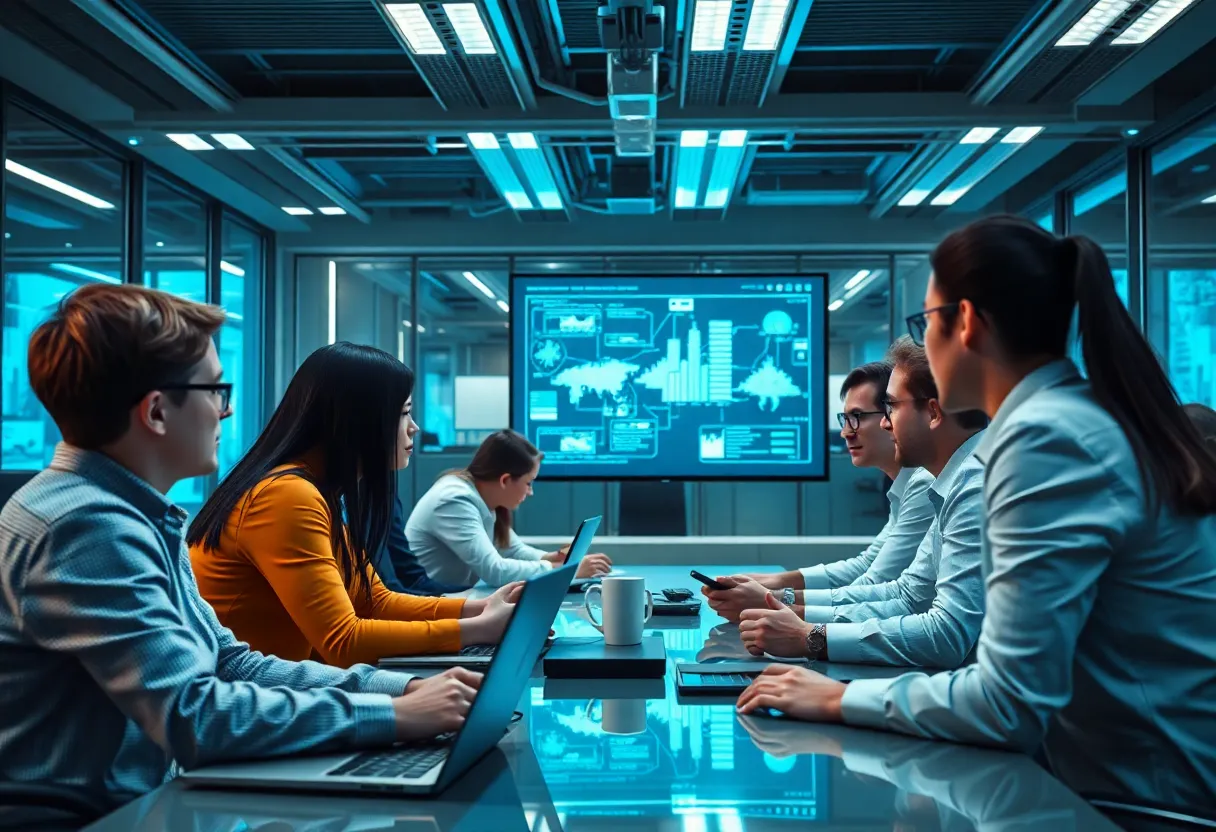 An office meeting about Meta's new political initiatives