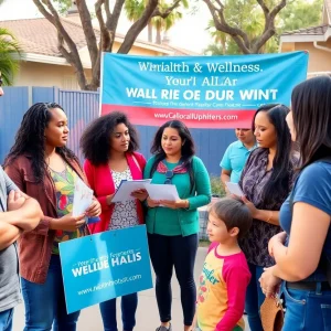 A community gathering promoting health and wellness initiatives for families
