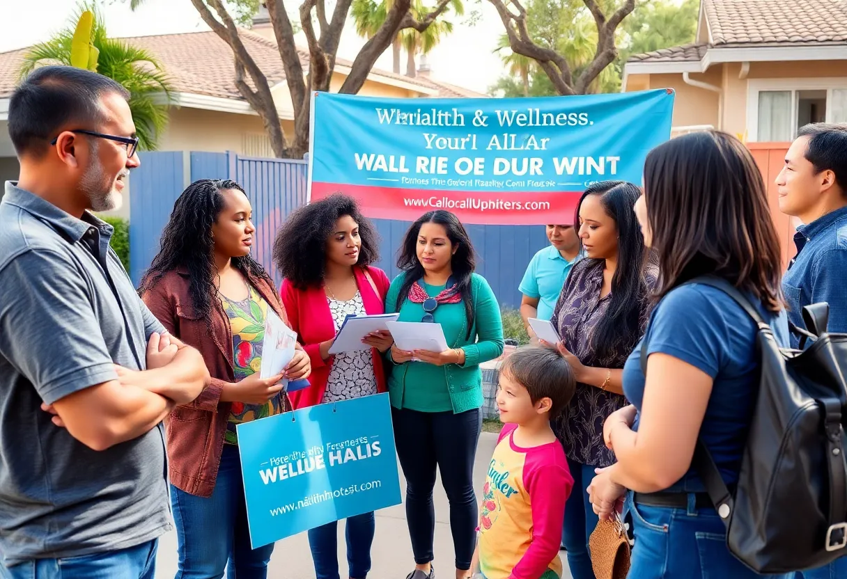 A community gathering promoting health and wellness initiatives for families