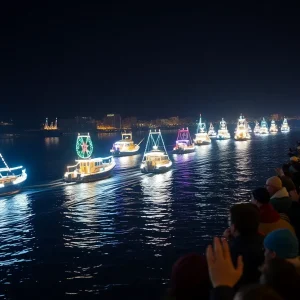Submit Obituary Boats decorated with festive lights during the Newport Beach Christmas Boat Parade.
