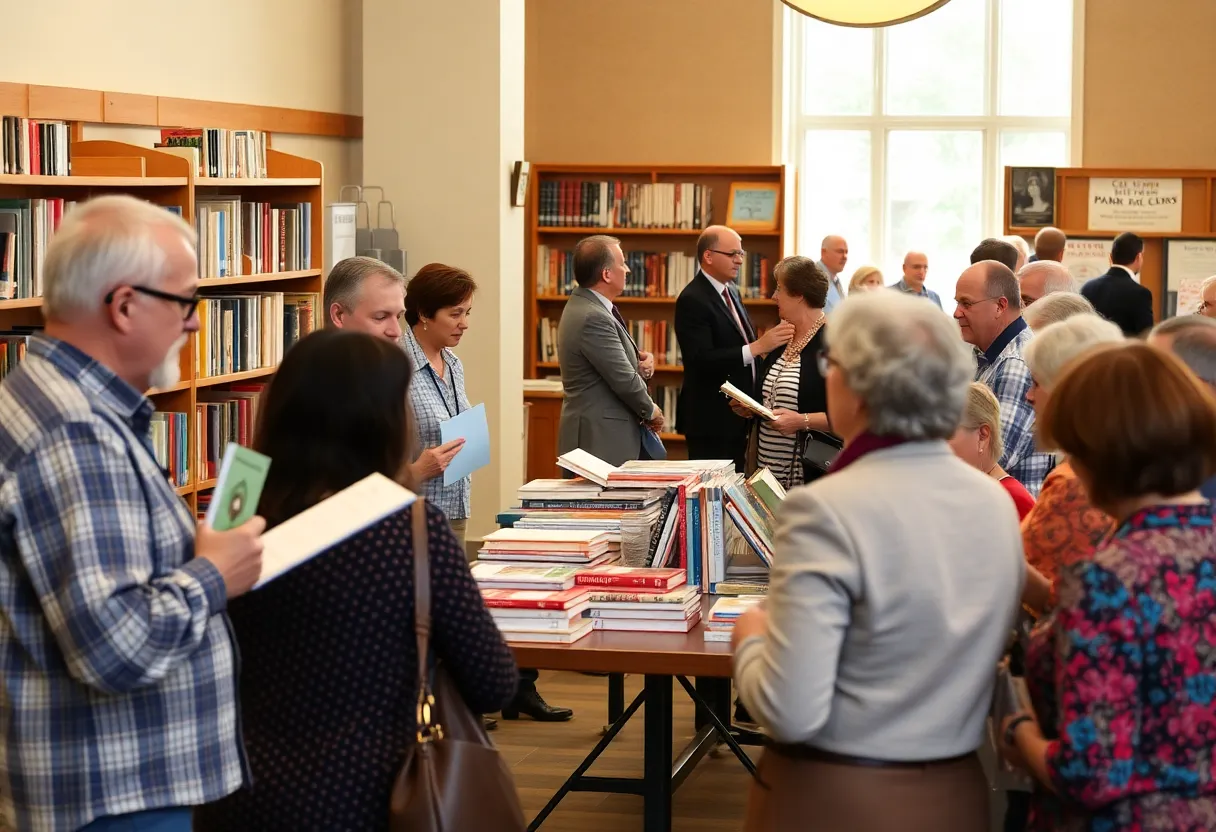 Community members enjoying a lecture at Newport Beach Library.