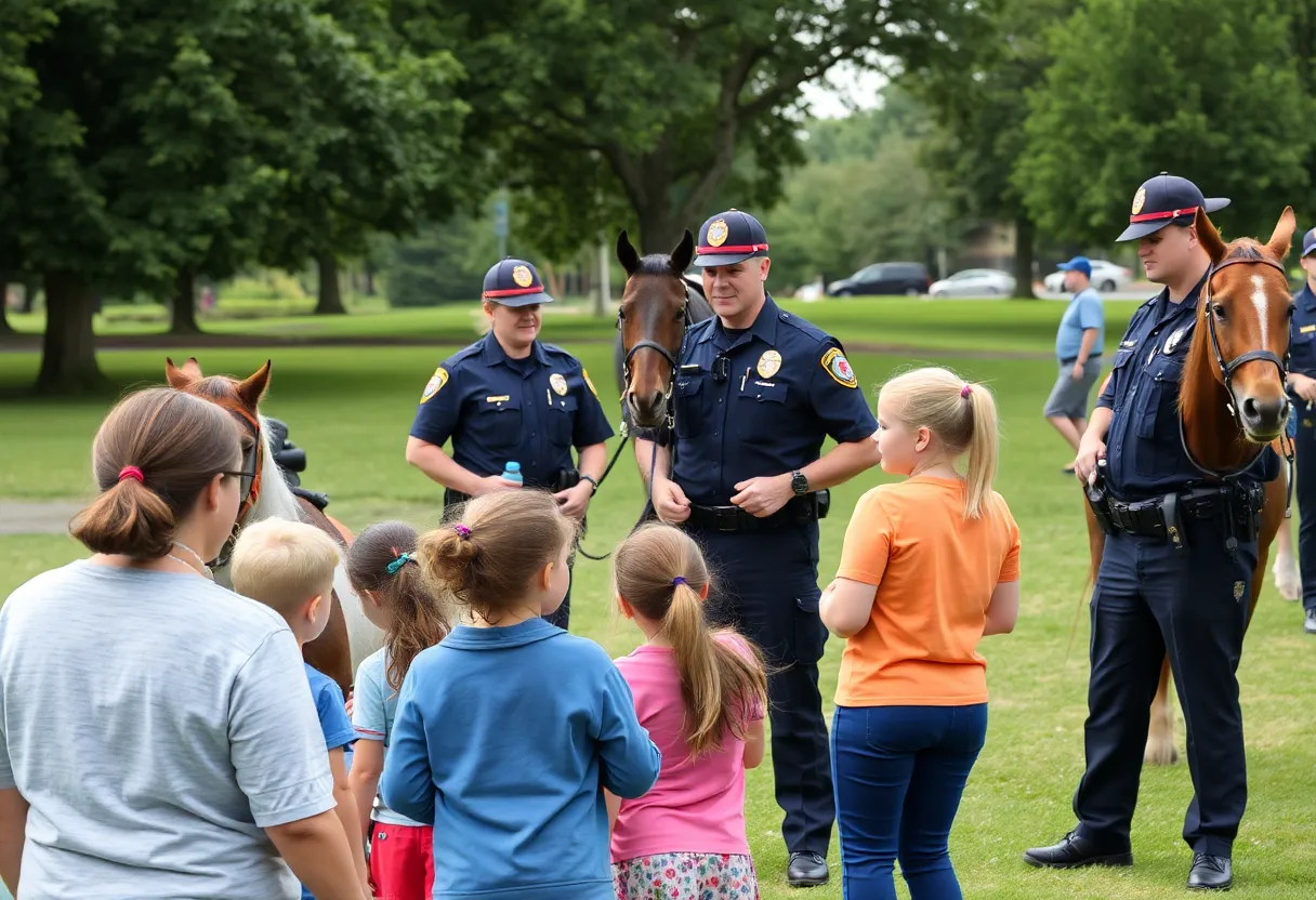 Community members interacting with police officers at Newport Beach National Night Out event