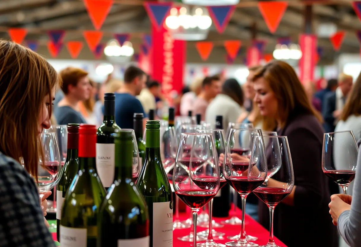 Attendees enjoying wine tastings at the OC Fair