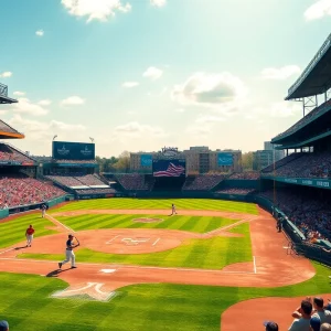 Baseball players in action on the field representing college baseball