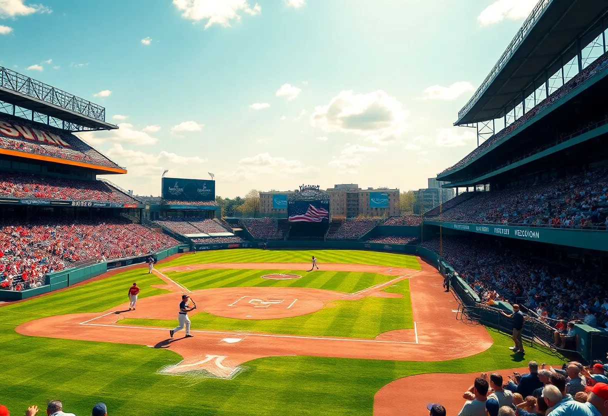 Baseball players in action on the field representing college baseball