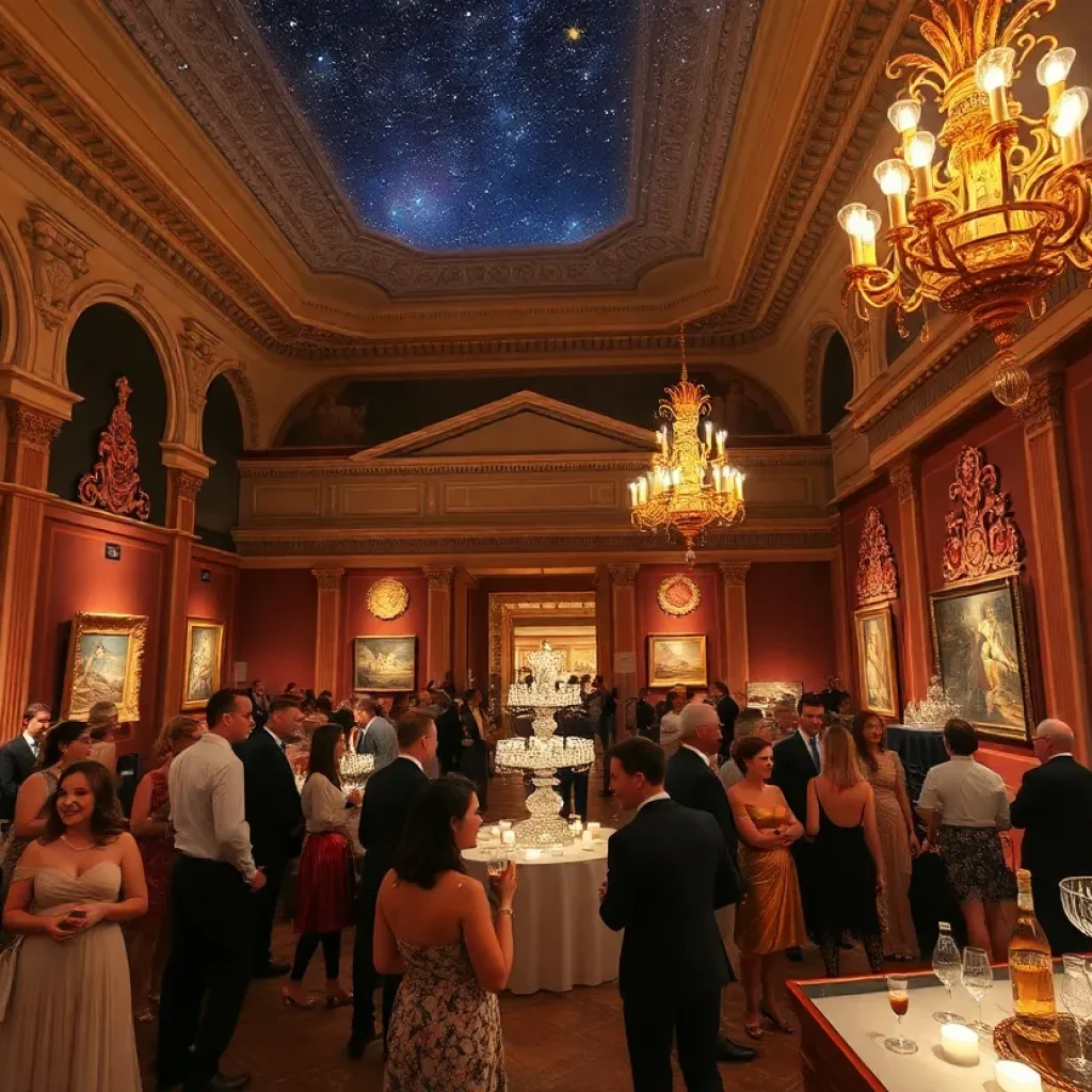 Guests at the OCMA ARTSense Gala enjoying cocktails and art displays