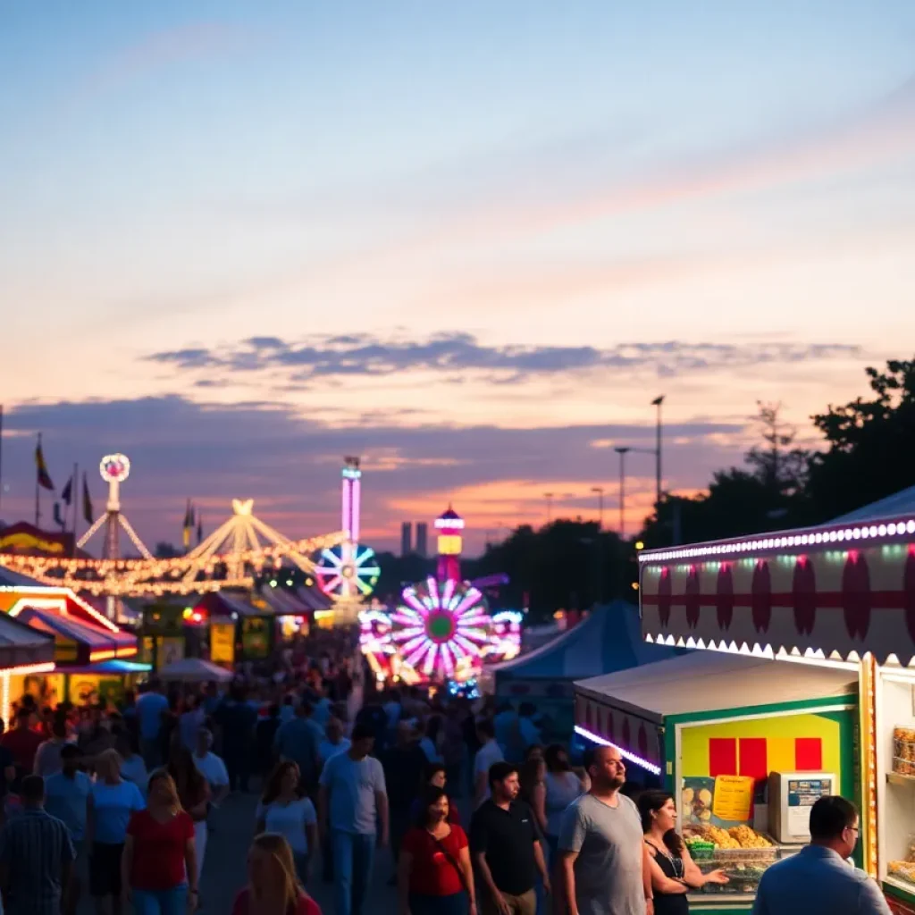 Families enjoying the attractions at Orange County Fair