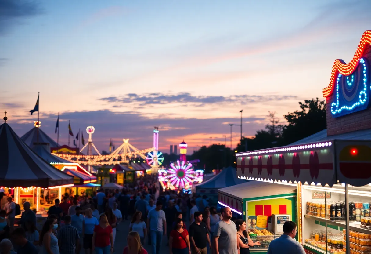 Families enjoying the attractions at Orange County Fair