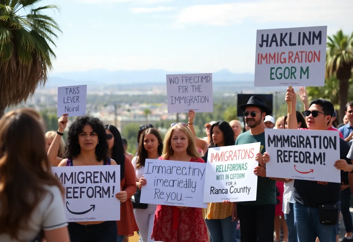 Diverse group advocating for immigration policy reform in Orange County