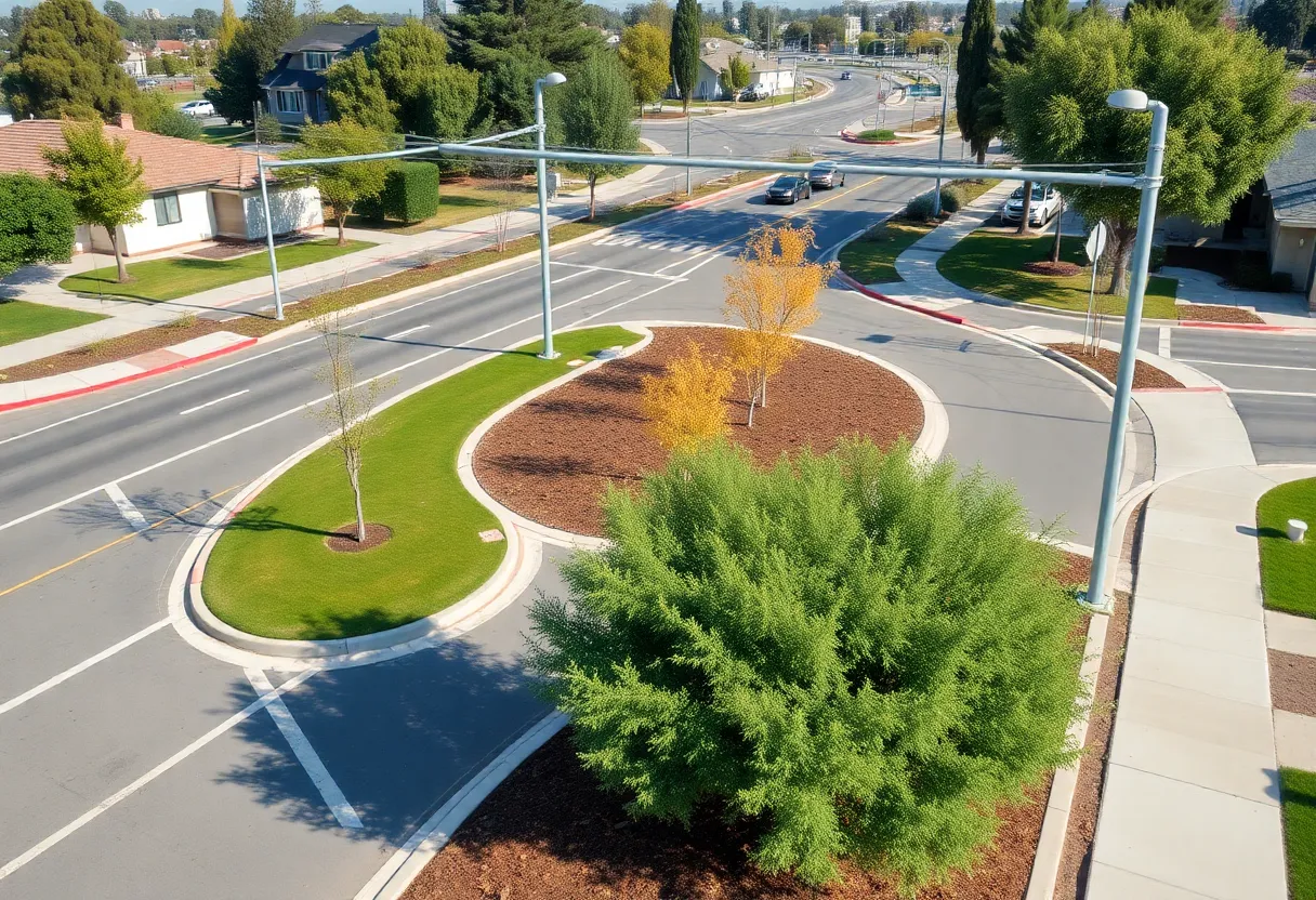 Community infrastructure scene in Orange County showcasing parks and roads