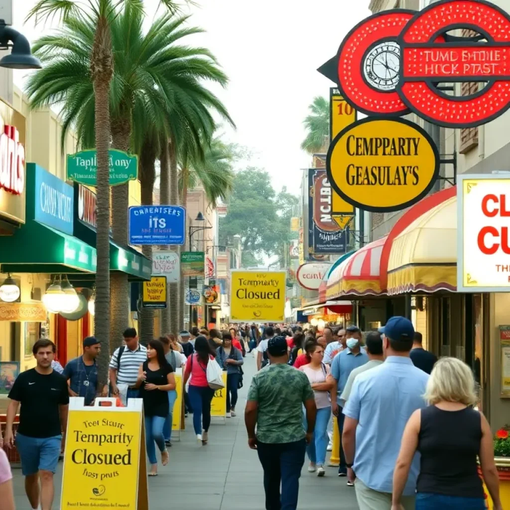 Closed restaurants in Orange County with temporary closure signage