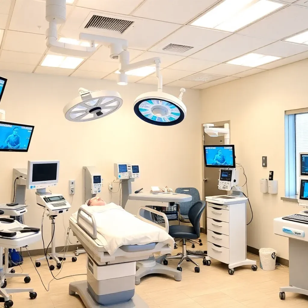 Surgical center conducting outpatient artificial disc replacement surgery with advanced technology.