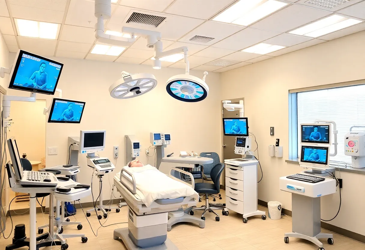 Surgical center conducting outpatient artificial disc replacement surgery with advanced technology.