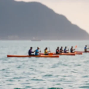 Paddle event promoting ocean safety along the coast.