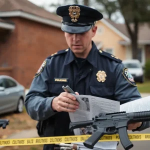 Police conducting an investigation into child pornography and firearms.