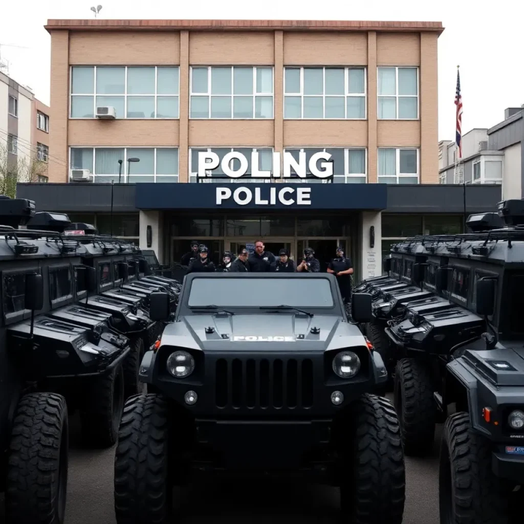Military equipment at Santa Ana Police Department