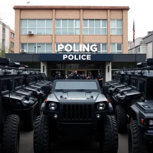 Military equipment at Santa Ana Police Department