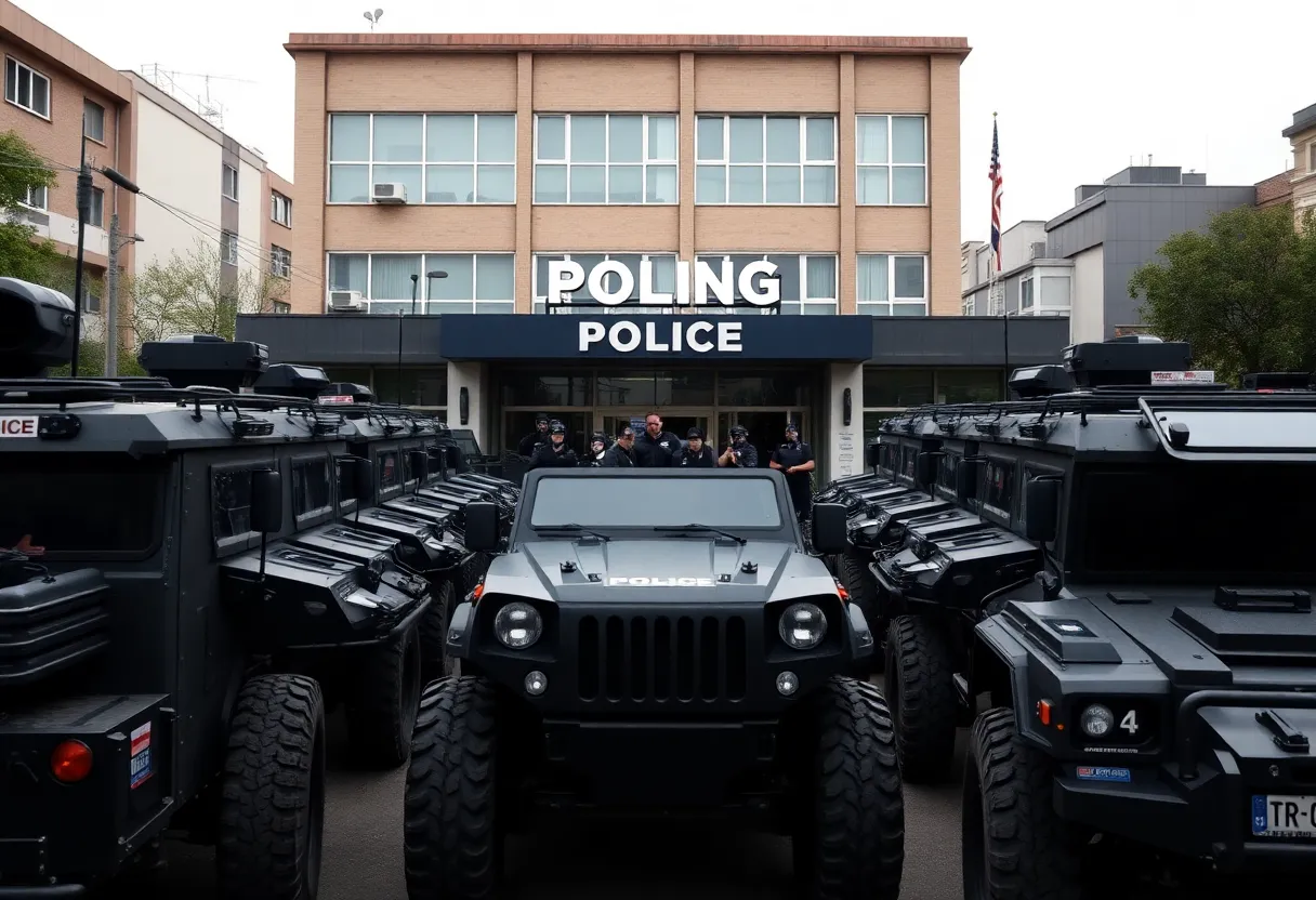 Military equipment at Santa Ana Police Department