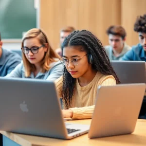 Students participating in a virtual classroom