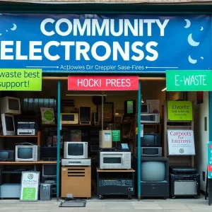 Submit Obituary Exterior view of Santa Ana's Computer Works, promoting e-waste diversion.