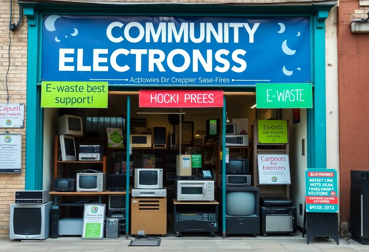 Exterior view of Santa Ana's Computer Works, promoting e-waste diversion.