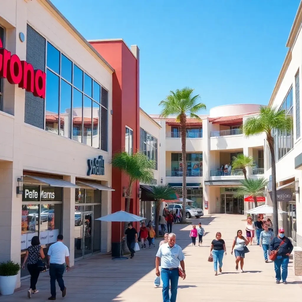 A busy retail shopping area in South Orange County