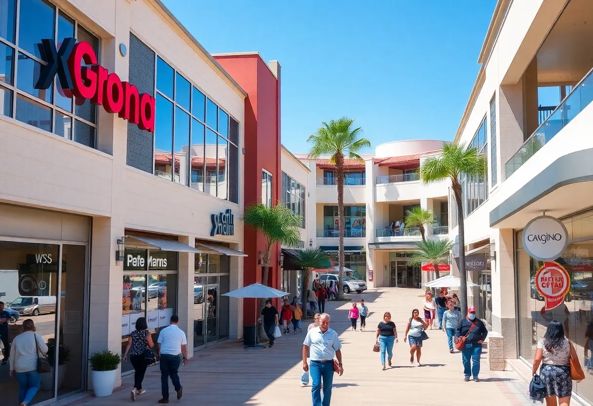 A busy retail shopping area in South Orange County