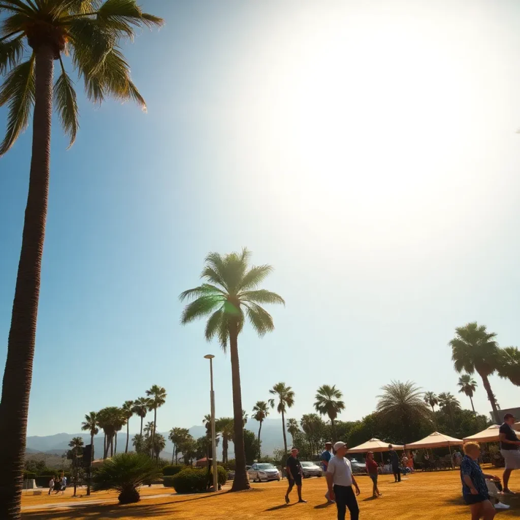 People seeking shade during the Southern California heat wave