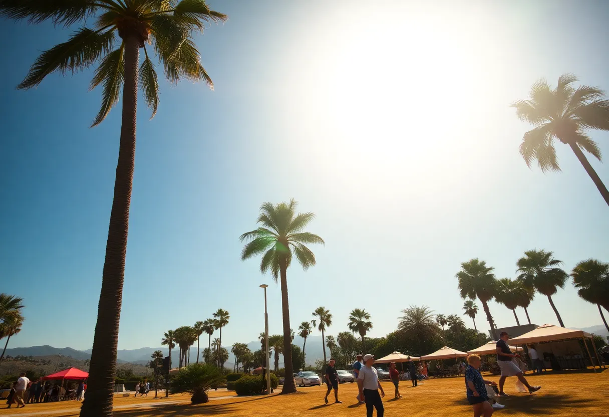 People seeking shade during the Southern California heat wave