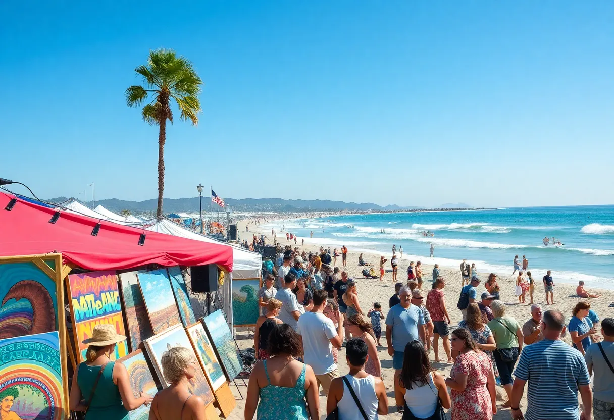 Scene from Southern California summer events including concerts and surf competitions