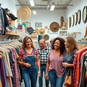 Thrift shop filled with diverse secondhand items for sale