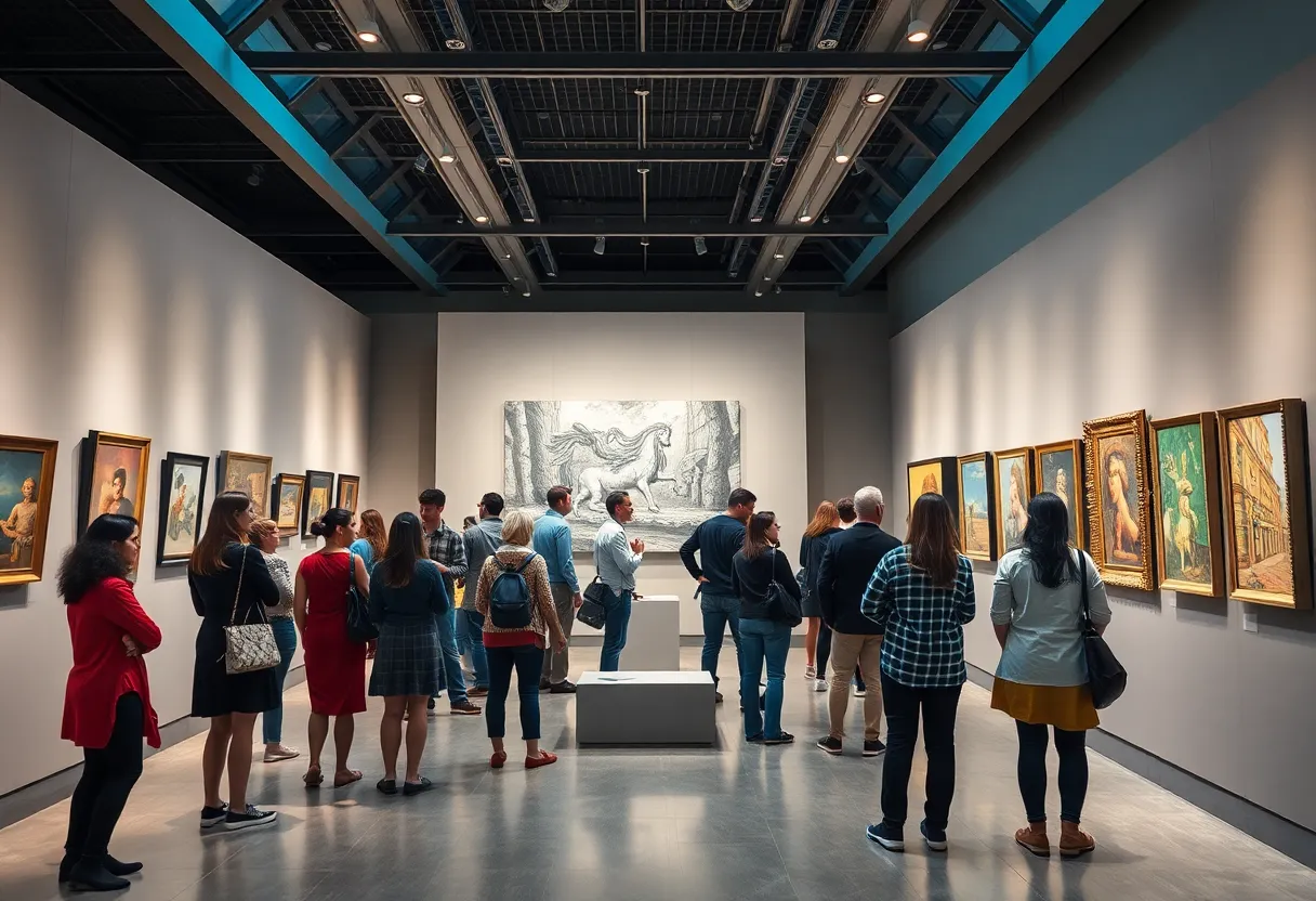Art scene showcasing collaboration in a museum environment