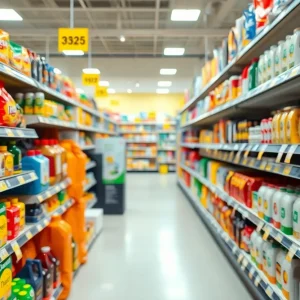 Interior of a Walmart store with displays of products and visible price tags.
