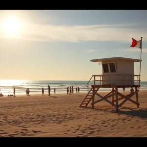 Lifeguard tower on a beach, representing emergency response and community support.