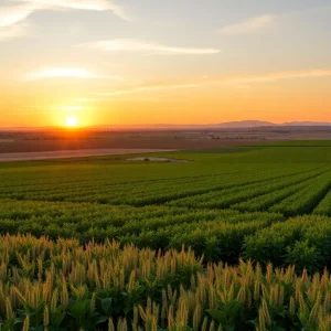 California farmland at sunset, representing agricultural challenges.
