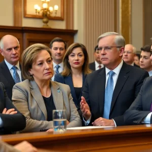 Business leaders discussing cap-and-trade program implications