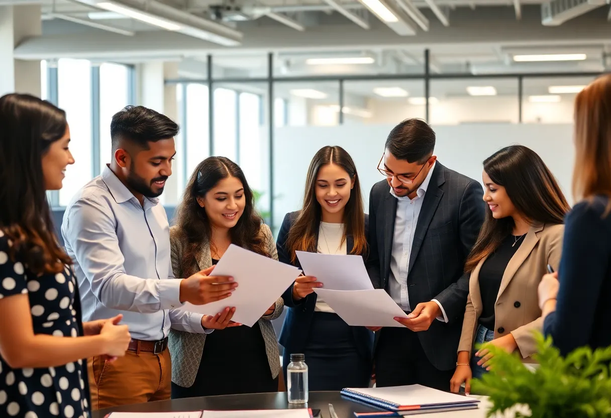 Diverse group of accountants collaborating in an office