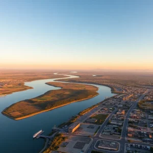Aerial view of California's water transfer systems and landscapes.