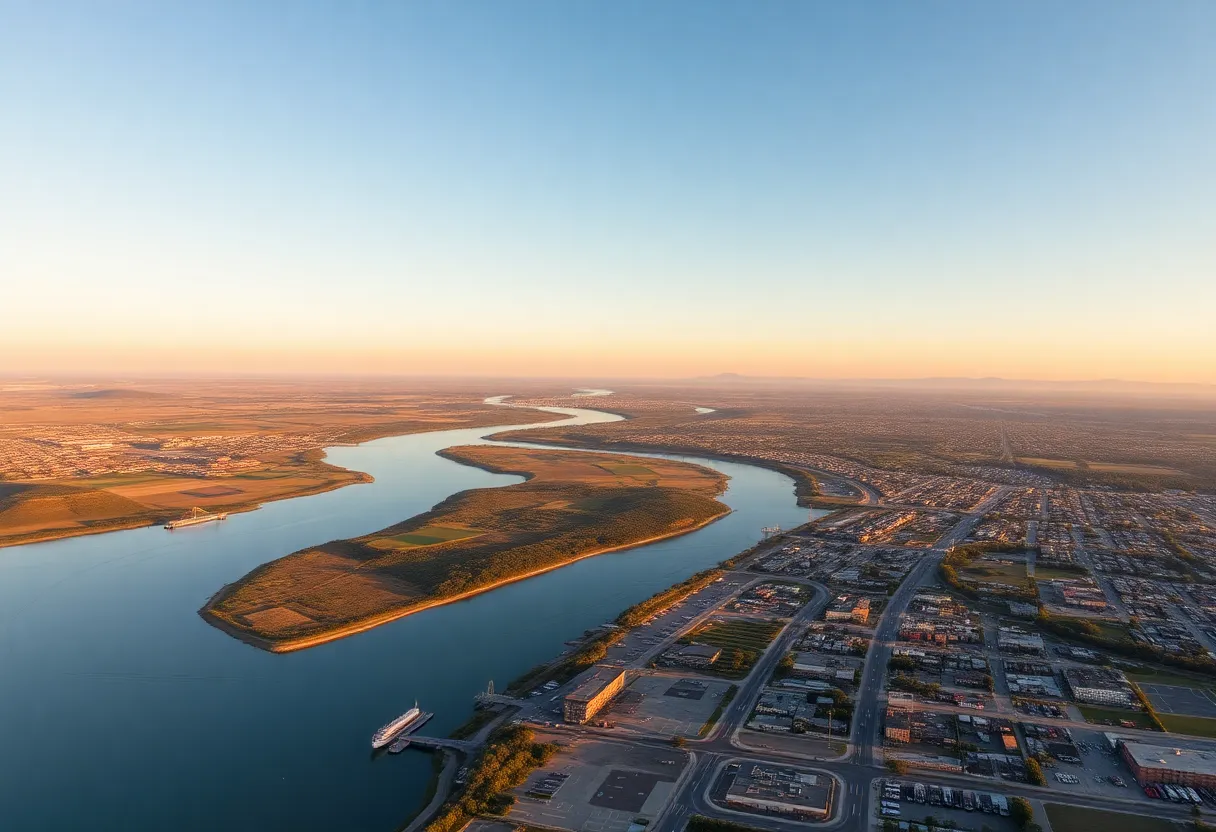 Aerial view of California's water transfer systems and landscapes.
