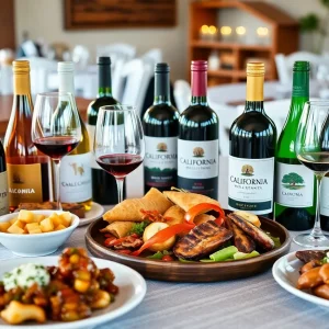 Table with California wines and food pairings at Cucina Enoteca