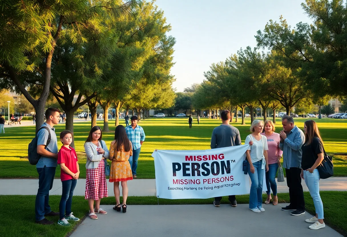Community members raising awareness for missing persons.
