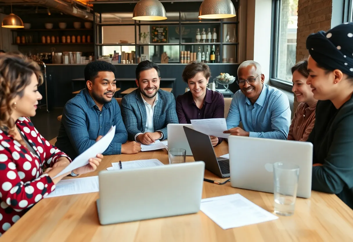Restaurant owners consulting on payroll compliance