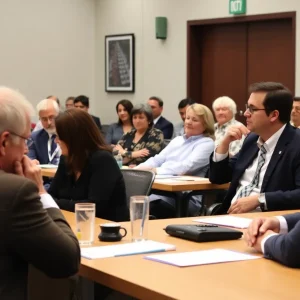 City council members discussing in a Costa Mesa meeting