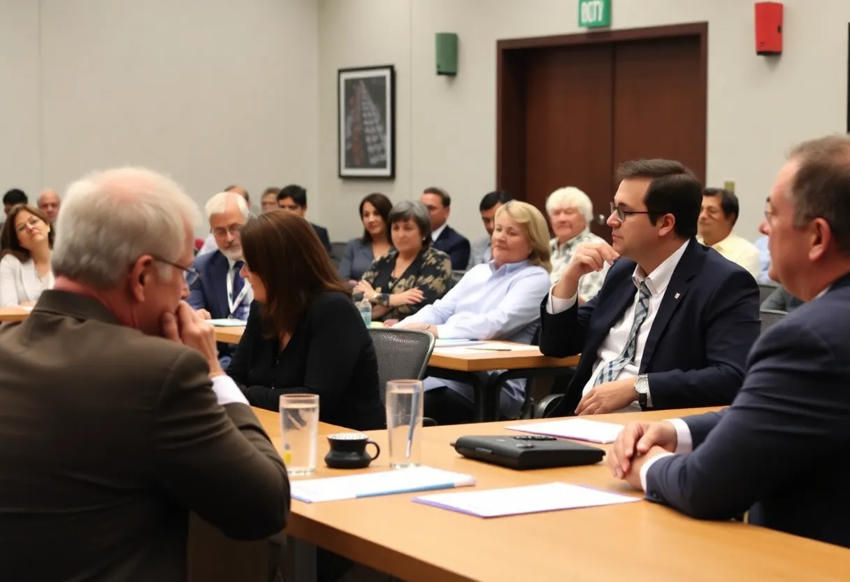 City council members discussing in a Costa Mesa meeting
