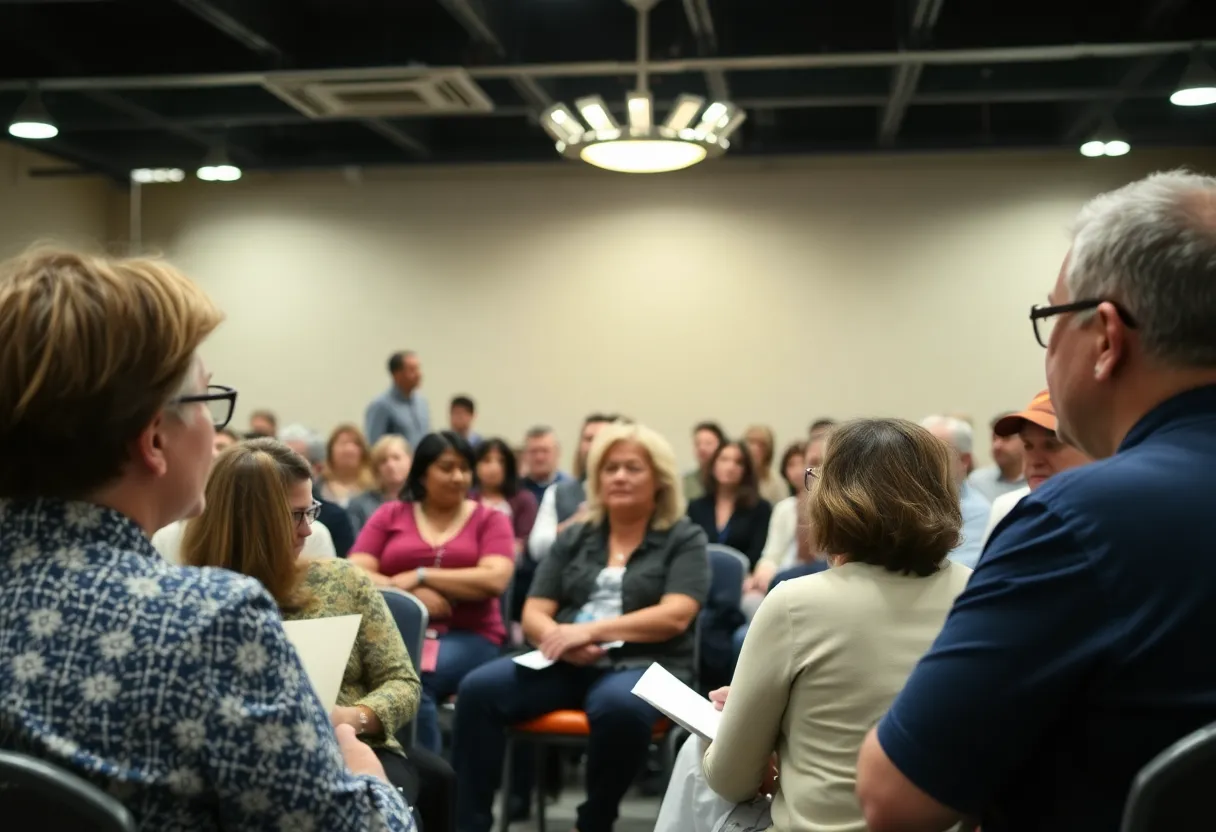 Residents of Costa Mesa discussing housing solutions at a community meeting