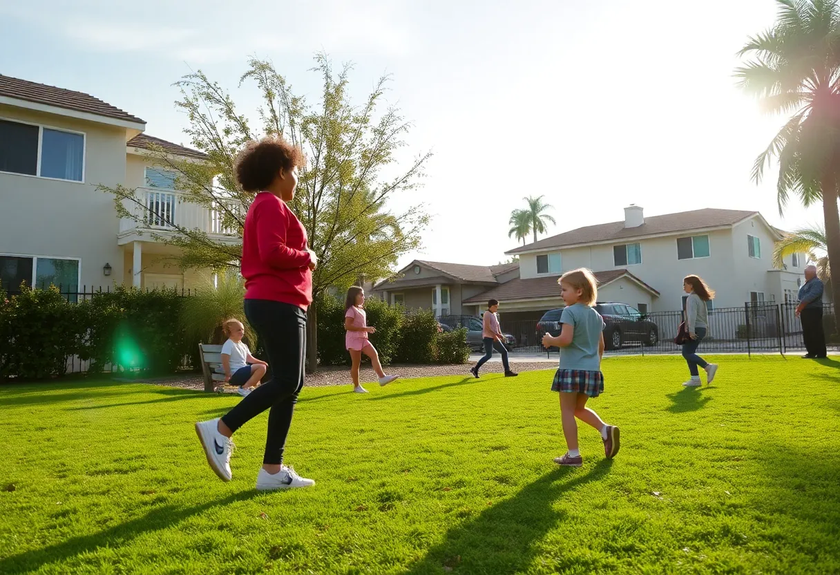 Children playing in a park in Costa Mesa, symbolizing community safety.