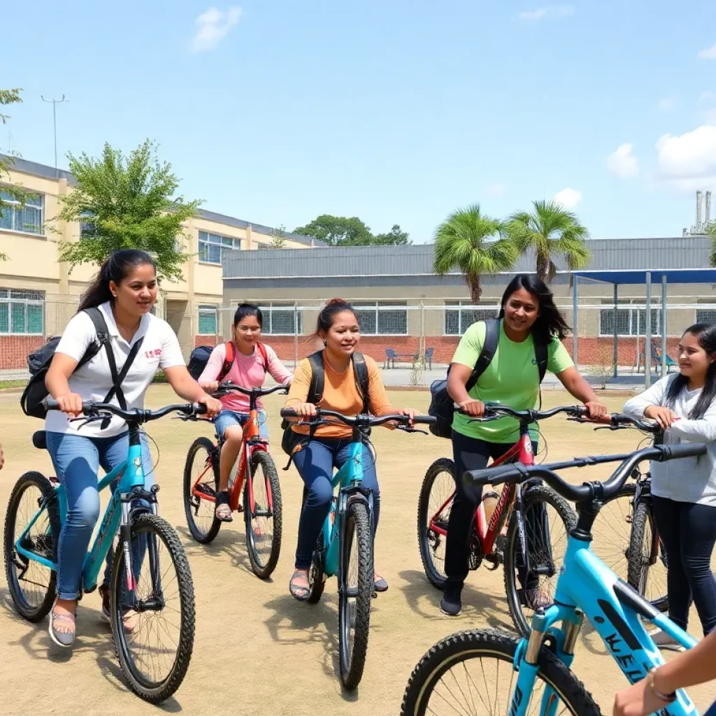Community event participants practicing e-bike skills