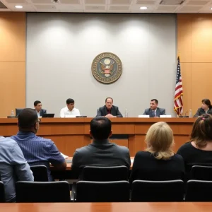 Costa Mesa City Council in session discussing immigration legal defense fund.