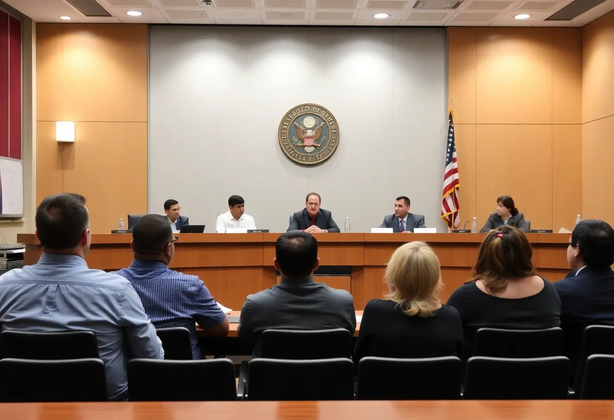 Costa Mesa City Council in session discussing immigration legal defense fund.